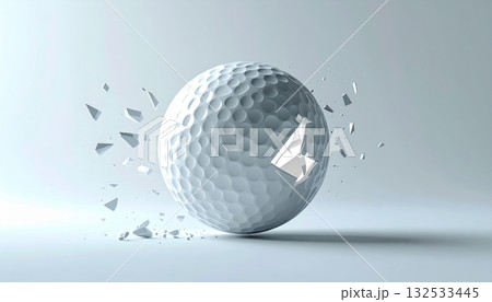 White golf ball isolated on green tee, ready for sport. White golf ball isolated on green tee, ready for sport. 132533445