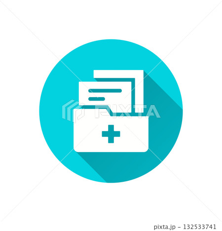 Medical folder flat icon with long shadow for graphic and web design. 132533741