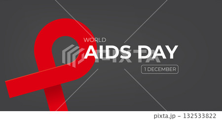 World AIDS DAY 1 december banner with red ribbon. World HIV awareness day starts in 1 December. Red ribbon with text isolated on grey background. World AIDS Day poster World AIDS DAY 1 december banner with red ribbon. World HIV awareness day starts in 1 December. Red ribbon with text isolated on grey background. World AIDS Day poster 132533822