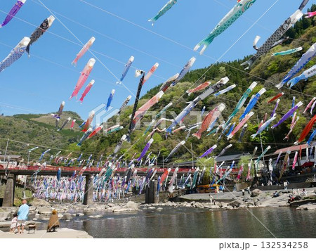 熊本県小国町　杖立温泉の鯉のぼり祭り 132534258