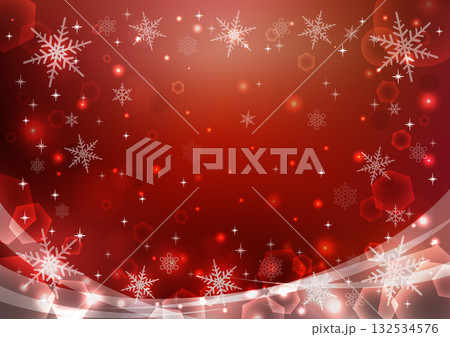 冬のキラキラクリスマス雪の結晶背景レッド 132534576