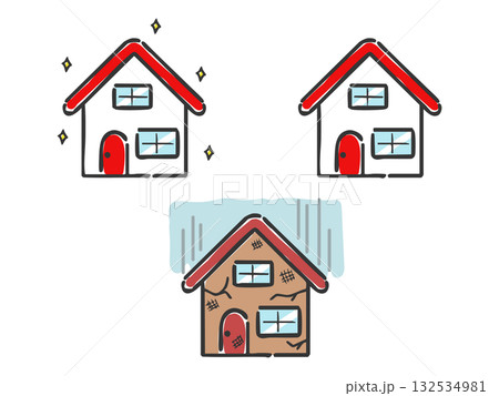 いろんな家のイラスト　ベクター 132534981
