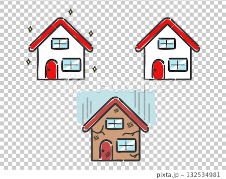 いろんな家のイラスト　ベクター 132534981