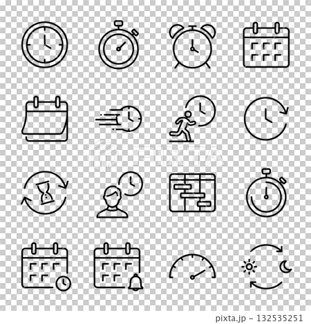 Simple icon set | Clock, calendar, schedule 132535251