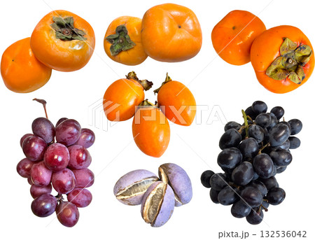 切り抜き素材セットー秋のフルーツ 切り抜き素材セットー秋のフルーツ 132536042