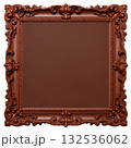 チョコレートブラウンの装飾フレーム（クラシックなデザイン枠） 132536062
