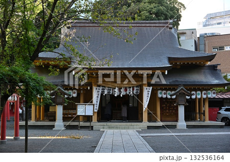 秋の朝の小梳神社　静岡 132536164