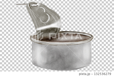 Watercolor tin can. Hand-drawn illustration of an empty metal container. Clip art on a white background. For canned food production design. Watercolor tin can. Hand-drawn illustration of an empty metal container. Clip art on a white background. For canned food production design. 132536279