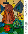 Colorful abstract still life with unusual shapes and vibrant colors 132536814