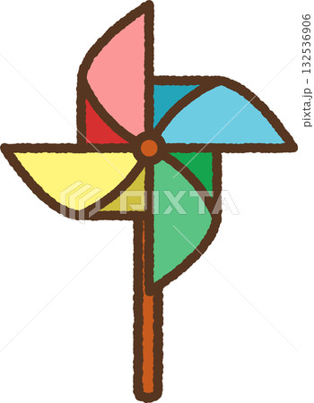 手書き風のシンプルアイコンイラスト　かざぐるま 132536906