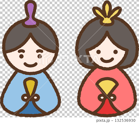 手書き風のシンプルアイコンイラスト　ひな人形 132536930