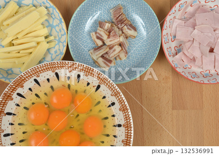Omelet Ingredients with Eggs Omelet Ingredients with Eggs 132536991