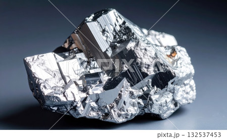 《AI画像》キラキラ輝く銀色の鉱石イメージ 132537453