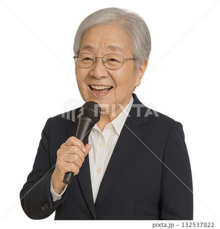 カラオケを楽しむおばあちゃん 132537822