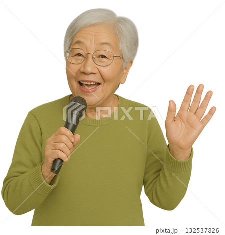 カラオケを楽しむおばあちゃん 132537826