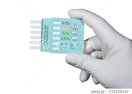 Multi panel drug test in medic's hand Multi panel drug test in medic's hand 132538147