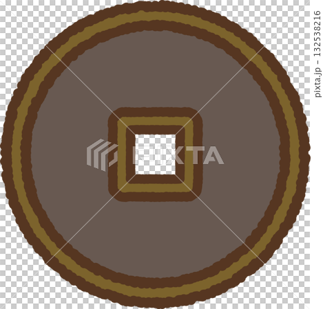 Simple hand-drawn icon illustration: One-mon coin Simple hand-drawn icon illustration: One-mon coin 132538216