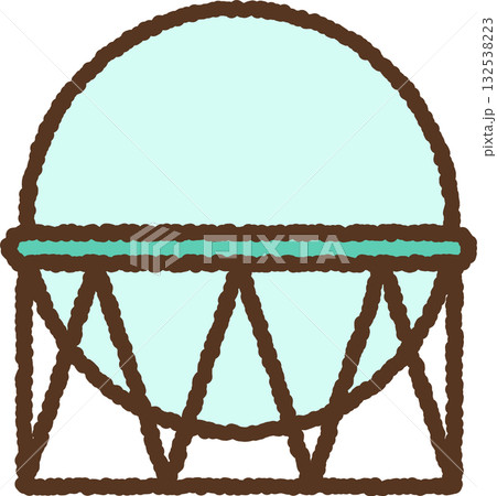 手書き風のシンプルアイコンイラスト　ガスホルダー 132538223