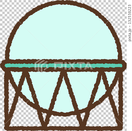 手書き風のシンプルアイコンイラスト　ガスホルダー 132538223