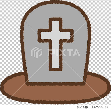 手書き風のシンプルアイコンイラスト　お墓 132538245