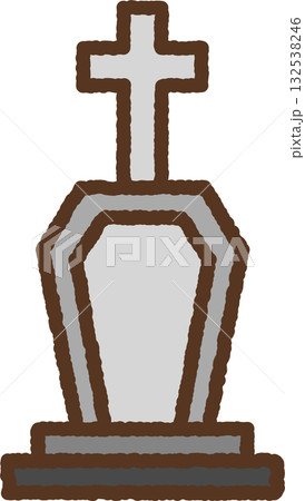 手書き風のシンプルアイコンイラスト　お墓 132538246