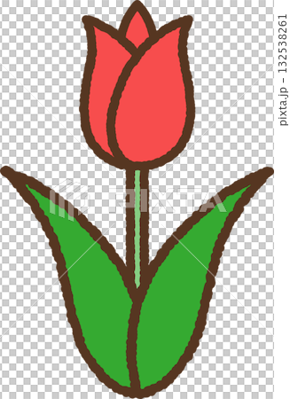 手書き風のシンプルアイコンイラスト チューリップ 手書き風のシンプルアイコンイラスト チューリップ 132538261