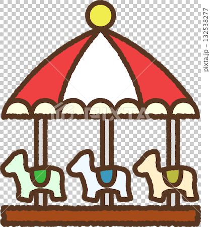 Hand-drawn simple icon illustration Merry-go-round 132538277