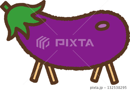 手書き風のシンプルアイコンイラスト　精霊馬 132538295