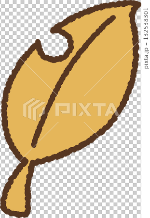 Simple hand-drawn icon illustration of an insect-eaten leaf Simple hand-drawn icon illustration of an insect-eaten leaf 132538301