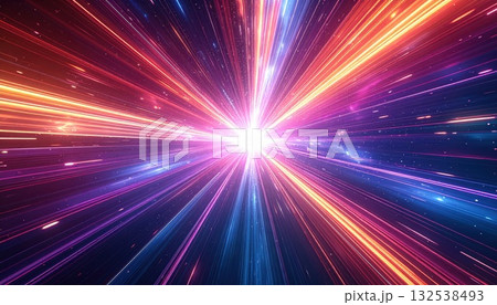 《AI画像》放射状に広がるカラフルな光 《AI画像》放射状に広がるカラフルな光 132538493