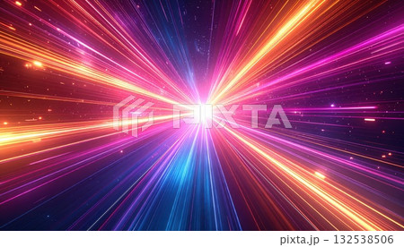 《AI画像》放射状に広がるカラフルな光 《AI画像》放射状に広がるカラフルな光 132538506