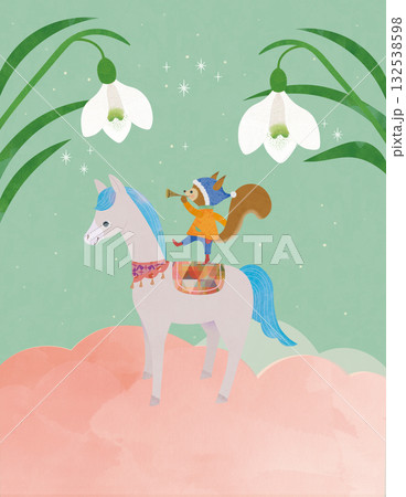 リスと馬 132538598