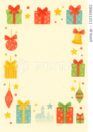 プレゼントボックスのフレーム付きクリスマスカード プレゼントボックスのフレーム付きクリスマスカード 132539062