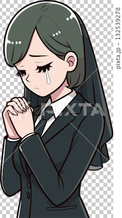 身著黑衣的女子祈禱的插圖 132539278