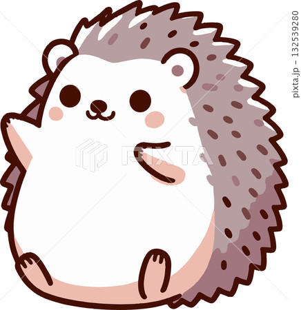 座って手を上げているハリネズミのイラスト 132539280