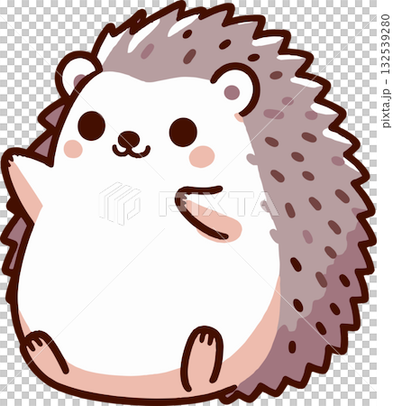 座って手を上げているハリネズミのイラスト 132539280