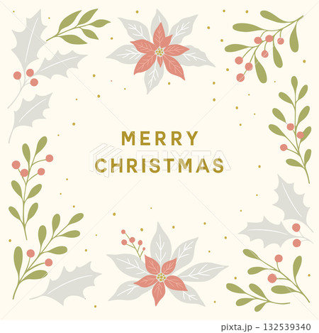 柔らかいナチュラルベージュのクリスマスフレーム 132539340