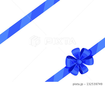 Blue ribbon bow knot. Hand drawn trendy flat style isolated Blue ribbon bow knot. Hand drawn trendy flat style isolated 132539749