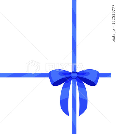 Blue ribbon bow knot. Hand drawn trendy flat style isolated 132539777