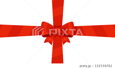 Red ribbon bow knot. Hand drawn trendy flat style isolated Red ribbon bow knot. Hand drawn trendy flat style isolated 132539782