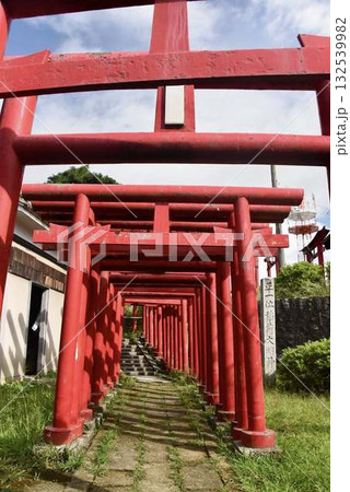 朱色の鳥居が続く参道 日本の伝統と神秘的な空間 朱色の鳥居が続く参道 日本の伝統と神秘的な空間 132539982