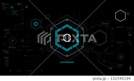 Futuristic AI Technology HUD Interface Vector Illustration video Overlay template 004 132540194
