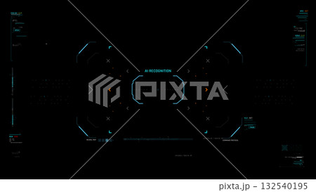 Futuristic AI Technology HUD Interface Vector Illustration video Overlay template 009 132540195