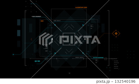 Futuristic AI Technology HUD Interface Vector Illustration video Overlay template 014 132540196