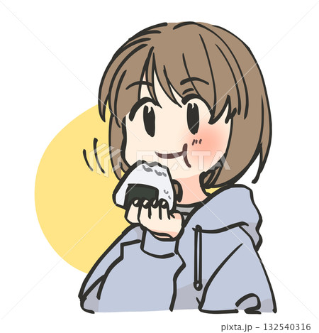 おにぎりを食べる女の子 132540316