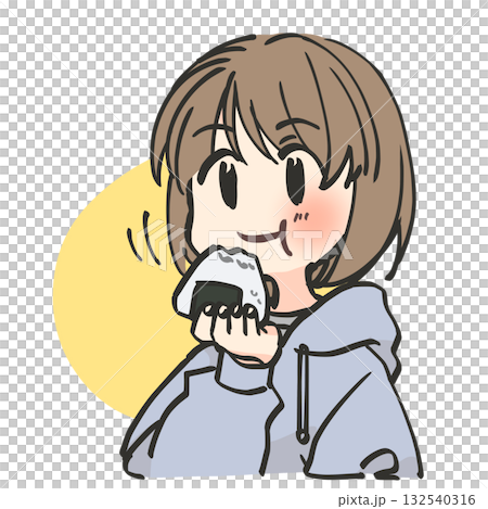 おにぎりを食べる女の子 132540316