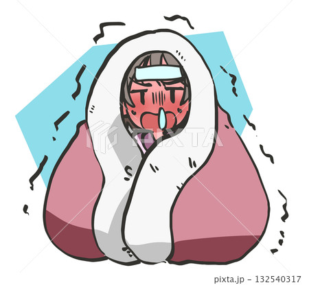 風邪をひいた女性 132540317