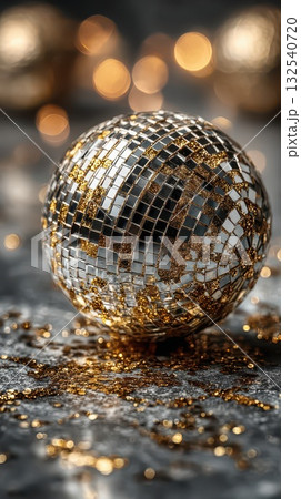 Shimmering disco ball reflects New Year spirit Shimmering disco ball reflects New Year spirit 132540720