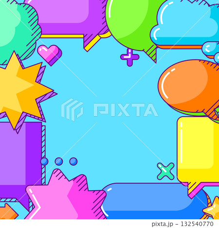 Background with speech bubbles. Decorative abstract objects in line art style. Background with speech bubbles. Decorative abstract objects in line art style. 132540770