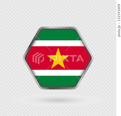 Suriname flag in a hexagon frame. Suriname flag in a hexagon frame. 132541009